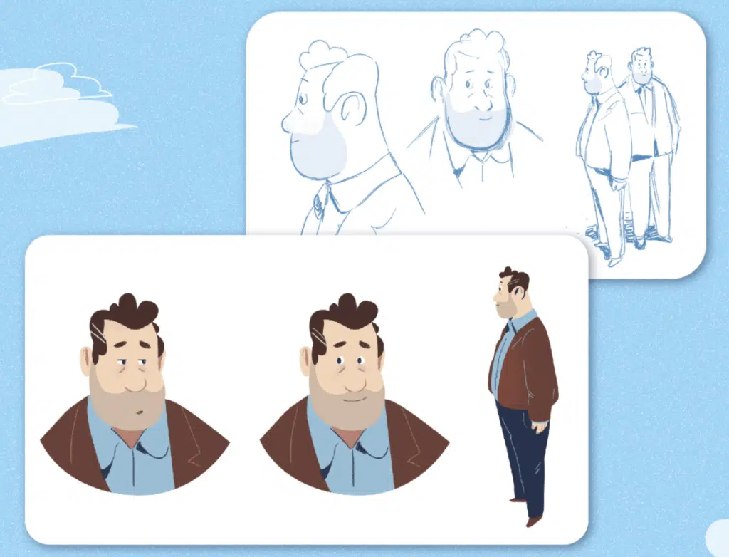 character design of the man from the Mido Lottery ad