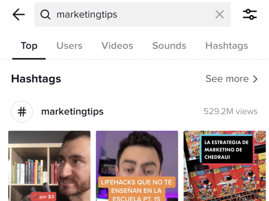 TikTok results for the search query "marketing tips"