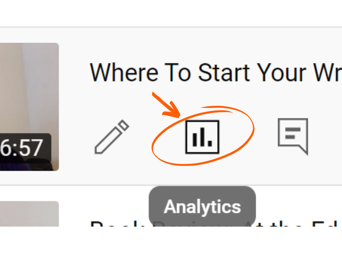 screenshot showing where to find YouTube analytics for a specific video
