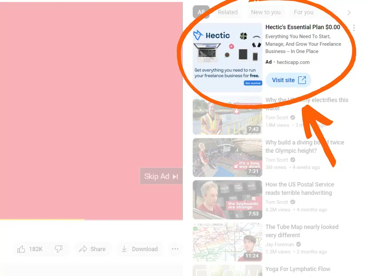 Youtube ad types masthead example