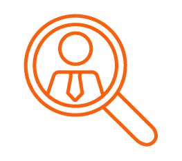 magnifying glass and employee icon